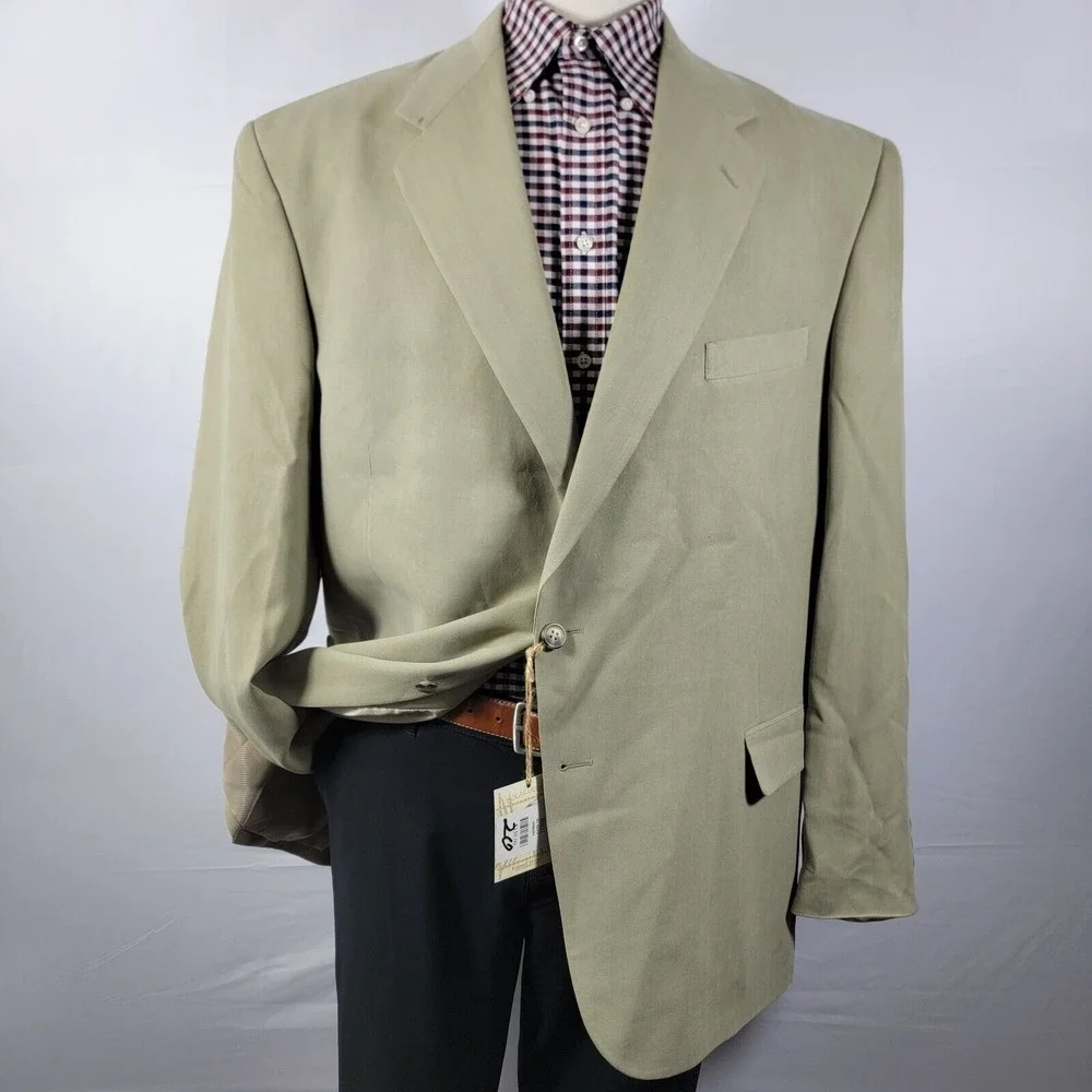 Boca Classics Island Wear Men's Sport Coat Two Button Beige Herringbone Silk 48L